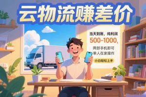 (15492期)云物流赚差价 当天到账纯利润500-1000 两部手机即可 可单人在家操作 小…-泰戈创艺资源库