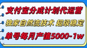 (15592期)支付宝分成计划代运营,最新自然流技术,收益稳定,单号月产5000+!-泰戈创艺资源库