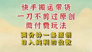 (15577期)快手黑科技搬运带货,一刀不剪过原创,微付费投流玩法,轻松日入四位数…-泰戈创艺资源库