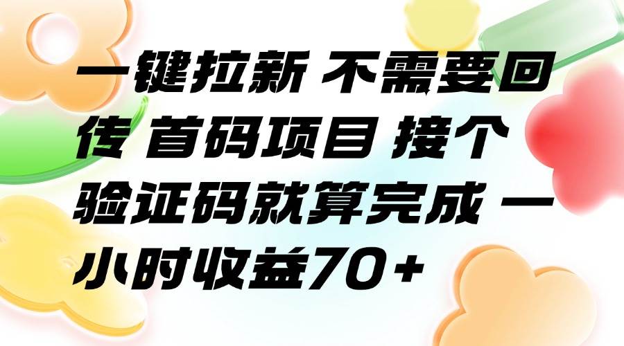 （15588期）一键拉新 不需要回传 首码项目 接个验证码就算完成 一小时收益70+-泰戈创艺资源库