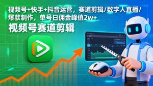 (16055期)视频号+快手+抖音运营,赛道剪辑/数字人直播/爆款制作,单号日佣金峰值2w+-泰戈创艺资源库