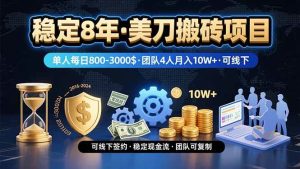 (15632期)稳定8年的美刀搬砖项目,单人每日收益800—3000.团队4人月入10W+.可线下-泰戈创艺资源库
