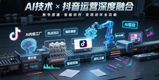 (15630期)AI技术与抖音运营的深度融合应用:涵盖账号搭建、内容创作、收益变现等-泰戈创艺资源库