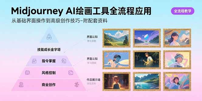 (15628期)Midjourney AI绘画工具全流程应用,从基础界面操作到高级创作-附配套资料-泰戈创艺资源库