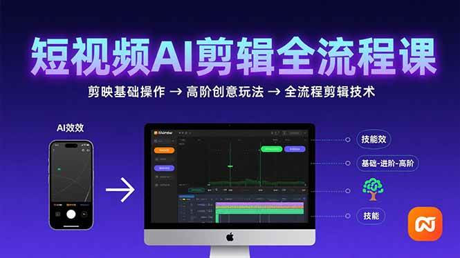 (15647期)短视频AI剪辑技能,从剪映基础操作到高阶创意玩法,全流程剪辑技术-泰戈创艺资源库