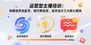 （15654期）运营型主播培训：拆解自然流起号、微付费投放、话术设计三大核心模块-8月-泰戈创艺资源库