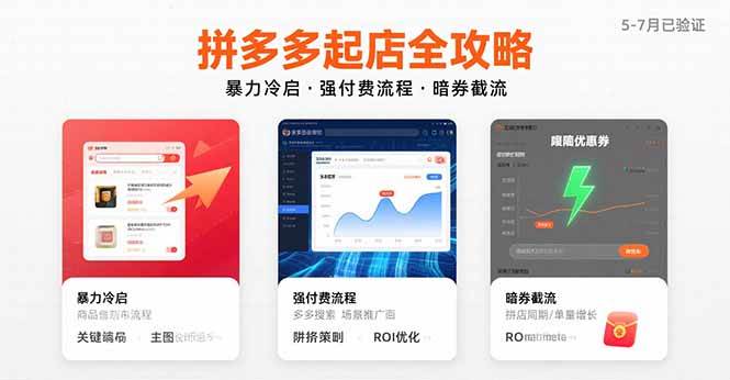 （15670期）拼多多起店全攻略，暴力冷启，强付费流程，暗券截流，5-7月已验证的方法-泰戈创艺资源库