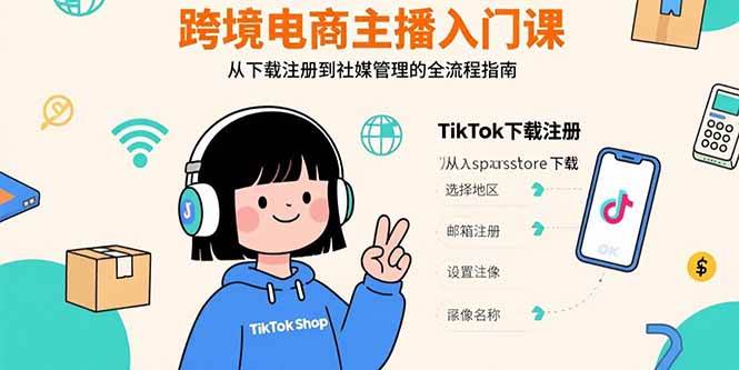 （15708期）跨境电商主播入门课，TikTok下载注册，支付工具配置，社媒账号管理全流程-泰戈创艺资源库