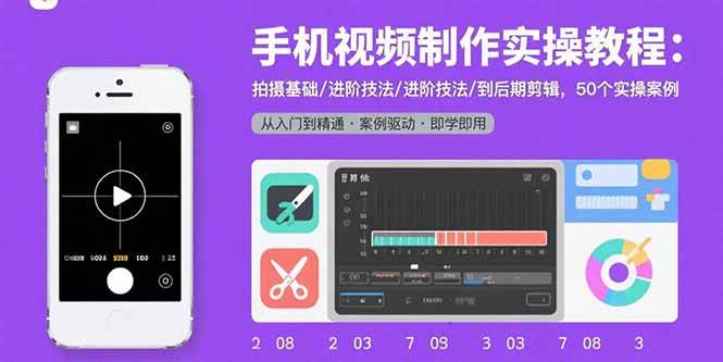 （15789期）手机视频制作实操教程：拍摄基础/进阶技法/到后期剪辑，50个实操案例-泰戈创艺资源库