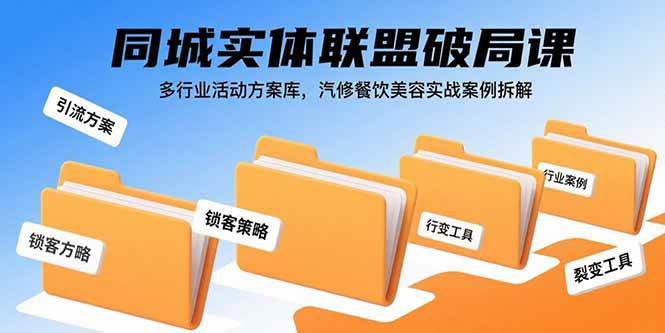 （15833期）同城实体联盟破局课，多行业活动方案库，汽修餐饮美容实战案例拆解-泰戈创艺资源库