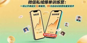 (15843期)微信私域爆单训练营:一场公开课成交33单案例,99元自动训练营批量变现术-泰戈创艺资源库