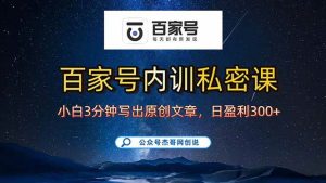 （15882期）百家号正确的写作的方式，小白也可以轻松写出原创文章，新手也能日更爆…-泰戈创艺资源库