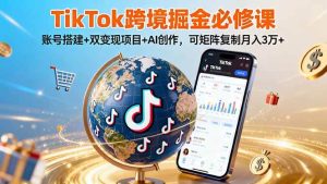 （16003期）TikTo跨境掘金必修课，账号搭建+双变现项目+AI创作，可矩阵复制月入3万+-泰戈创艺资源库