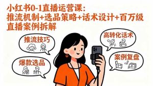 （16002期）小红书0-1直播运营课：推流机制+选品策略+话术设计+百万级直播案例拆解-泰戈创艺资源库