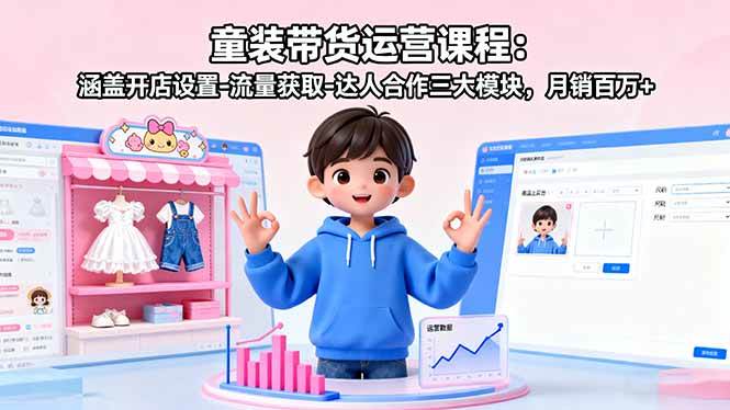 （16081期）童装带货运营课程：涵盖开店设置-流量获取-达人合作三大模块，月销百万+-泰戈创艺资源库