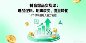 (16112期)抖音爆品实战课:选品逻辑、矩阵裂变、流量转化,14节课掌握月入百万秘籍-泰戈创艺资源库