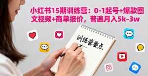 (16144期)小红书15期训练营:0-1起号+爆款图文视频+商单报价,普遍月入5k-3w-泰戈创艺资源库