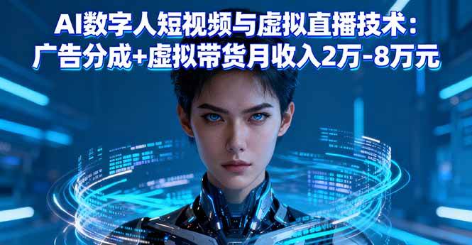 （16148期）AI数字人短视频与虚拟直播技术：广告分成+虚拟带货月收入2万-8万元-泰戈创艺资源库