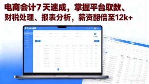 (16192期)电商会计7天速成,掌握平台取数、财税处理、报表分析,薪资翻倍至12k+-泰戈创艺资源库