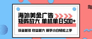 (16206期)海外美金广告全自动挂机,单机单日500+可矩阵放大设备越多收益越大,新…-泰戈创艺资源库