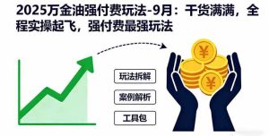 (16202期)2025万金油强付费玩法-9月:干货满满,全程实操起飞,强付费最强玩法-泰戈创艺资源库