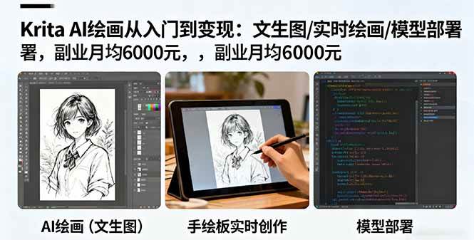 （16222期）Krita AI绘画从入门到变现：文生图/实时绘画/模型部署，副业月均6000元-泰戈创艺资源库