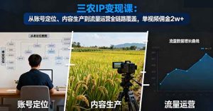 （16229期）三农IP变现课：从账号定位、内容生产到流量运营全链路覆盖，单视频佣金2w+-泰戈创艺资源库