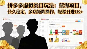 （16236期）拼多多虚拟类目玩法，蓝海项目，长久稳定，多店矩阵操作，轻松日进1K+-泰戈创艺资源库