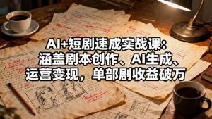 （16359期）AI+短剧速成实战课：涵盖剧本创作、AI生成、运营变现，单部剧收益破万-泰戈创艺资源库