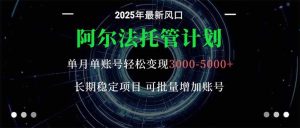 （16360期）阿尔法托管计划 单账号月入3000-5000，长期稳定项目，新手小白轻松上手。-泰戈创艺资源库