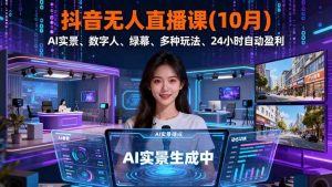 （16355期）抖音无人直播课(10月)，AI实景、数字人、绿幕、多种玩法、24小时自动盈利-泰戈创艺资源库