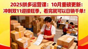 （16400期）2025拼多多运营课：10月重磅更新：冲刺双11迎接旺季，看完就可以日销千单-泰戈创艺资源库
