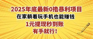 （16419期）2025年底最新0撸暴利项目，在家也能躺赚，1元秒提现，有手就行！-泰戈创艺资源库