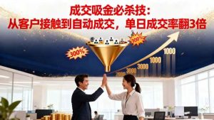 （16432期）吸金成交营销必杀技：从客户接触到自动成交，单日成交率翻3倍-泰戈创艺资源库