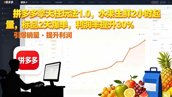 （16429期）拼多多 擎天柱玩法1.0，水果生鲜2小时起量，标品2天爆单，利润率提升30%-泰戈创艺资源库