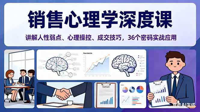 （16456期）销售心理学深度课，讲解人性弱点、心理操控、成交技巧，36个密码实战应用-泰戈创艺资源库