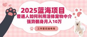 (16489期)2025蓝海项目:普通人如何利用活体宠物中介,强势翻身月入10万-泰戈创艺资源库