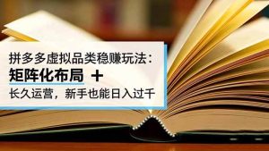 (16480期)拼多多虚拟品类稳赚玩法:矩阵化布局 + 长久运营,新手也能日入过千-泰戈创艺资源库