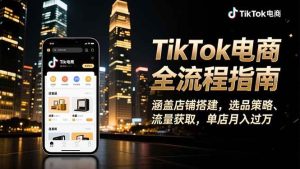 （16524期）TikTok电商全流程指南，涵盖店铺搭建、选品策略、流量获取，单店月入过万-泰戈创艺资源库