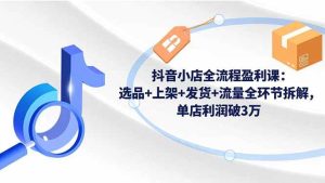 （16593期）抖音小店全流程盈利课：选品+上架+发货+流量全环节拆解，单店利润破3万-泰戈创艺资源库