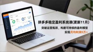 (16641期)拼多多稳定盈利系统课(更新11月),突破运营瓶颈,构建可持续的盈利模型,实现月均利润5万+-泰戈创艺资源库