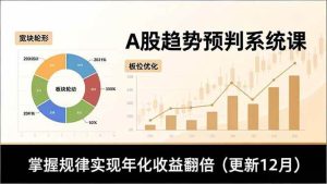 (16764期)A股趋势预判系统课,多维分析、板块轮动、仓位优化,掌握规律实现年化收益翻倍(更新12月)-泰戈创艺资源库