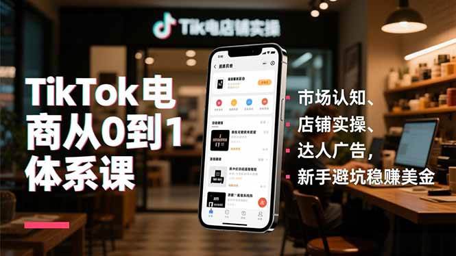 （16818期）TikTok电商从0到1体系课，市场认知、店铺实操、达人广告，新手避坑稳赚美金-泰戈创艺资源库