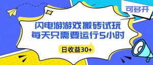（16882期）闪电游自动搬砖：每天只需要5小时躺赚攻略，不需要人工干预，单电脑每天1000+主业副业都可以-泰戈创艺资源库