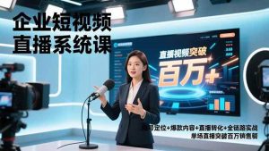 （16878期）企业短视频直播系统课，账号定位+爆款内容+直播转化+全链路实战，单场直播突破百万销售额-泰戈创艺资源库