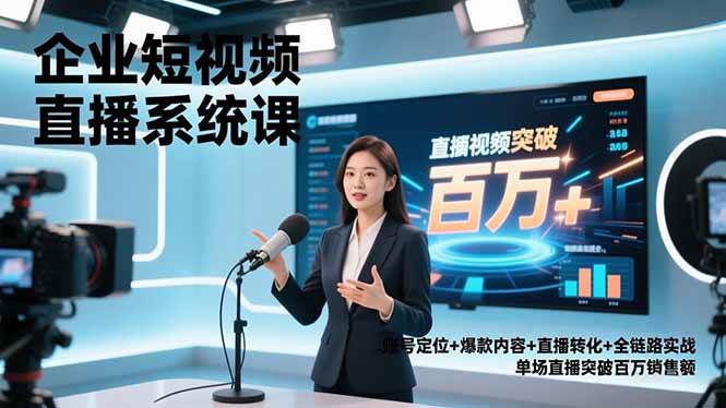 （16878期）企业短视频直播系统课，账号定位+爆款内容+直播转化+全链路实战，单场直播突破百万销售额-泰戈创艺资源库