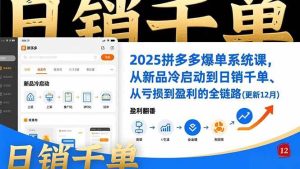 （16894期）2025拼多多爆单系统课，从新品冷启动到日销千单、从亏损到盈利的全链路（更新12月）-泰戈创艺资源库