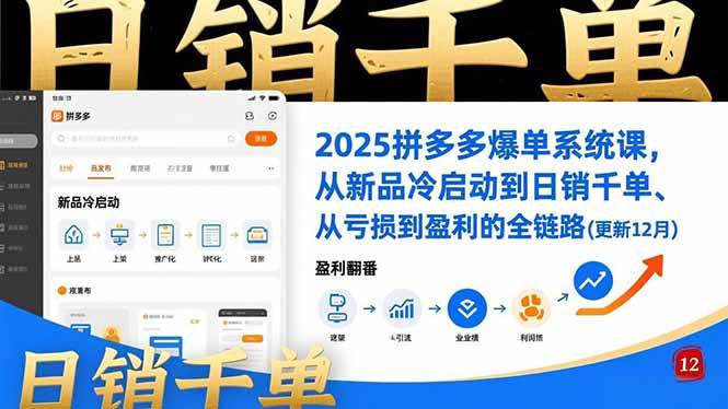 （16894期）2025拼多多爆单系统课，从新品冷启动到日销千单、从亏损到盈利的全链路（更新12月）-泰戈创艺资源库