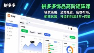 （16915期）拼多多饰品高阶矩阵课，铺款策略、全站托管、店群布局，矩阵运营，打造月利润5万+店铺-泰戈创艺资源库