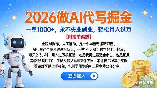 （16924期）2026做AI代写掘金，一单1000+，永不失业副业，轻松月入过万-泰戈创艺资源库